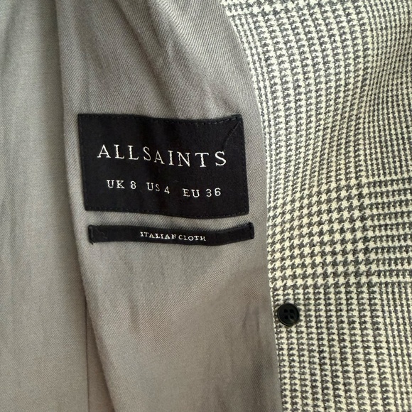 AllSaints Astrid Check Double Breasted Wool Blazer – Size US 4 - Picture 4 of 7